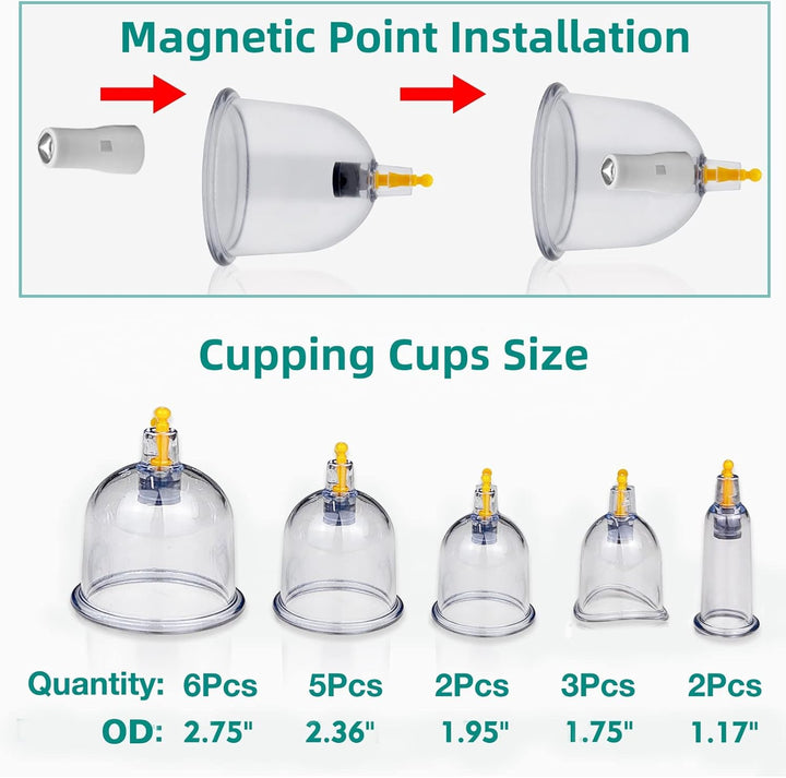 Professional Cupping Therapy Set, 18 PCS Suction Cups with Pumping Handle, Chinese Cupping Set, anti Cellulite Cupping Massage for Body and Face, Relief Muscle Tension Pain