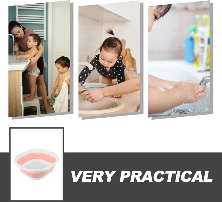 Foldable Portable Wash Basin Tub with Hook for Easy Drainage Space-Saving Collapsible Washbasin for Feet Face Hands Washing Lightweight Household Travel Bath