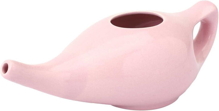 Ancient Impex Porcelain Ceramic Neti Pot with 05 Sachet Neti Salt for Nasal Cleansing - Peach Color