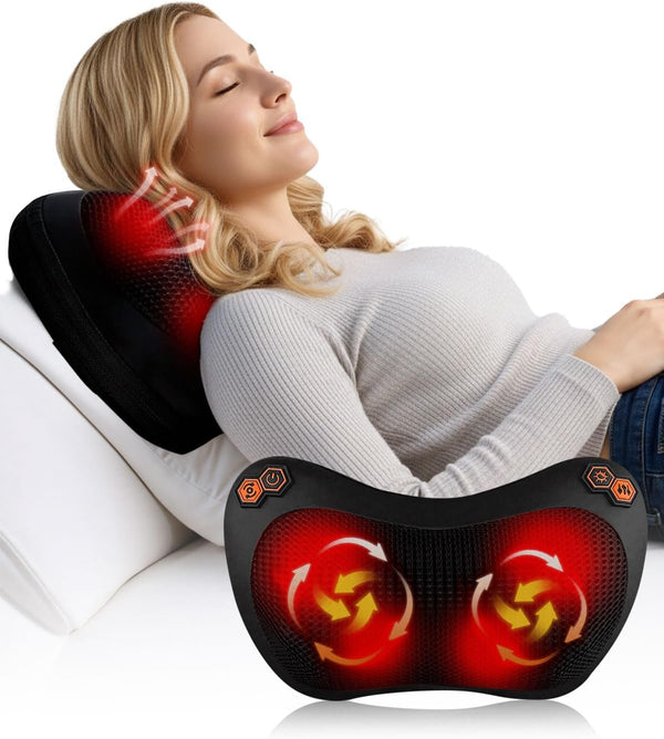 Back Massager, Neck Massage Pillow, Deep Tissue 4D Kneading Shiatsu Massage, Massagers for Back and Neck, Shoulder, Legs, Optional Heat Function, 15-Minute Auto Timer Gifts for Men, Women