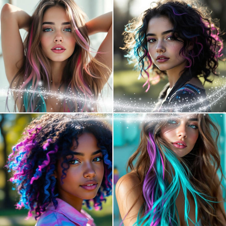 12 Hair Chalks, 12 NEON & METALLIC Hair Chalk, Non-Toxic Easy Washable Hair Dye Colourful, METALLIC & NEON Hair Chalk - Perfect for Festivals, Halloween, Parties, Hair Chalks for Girls