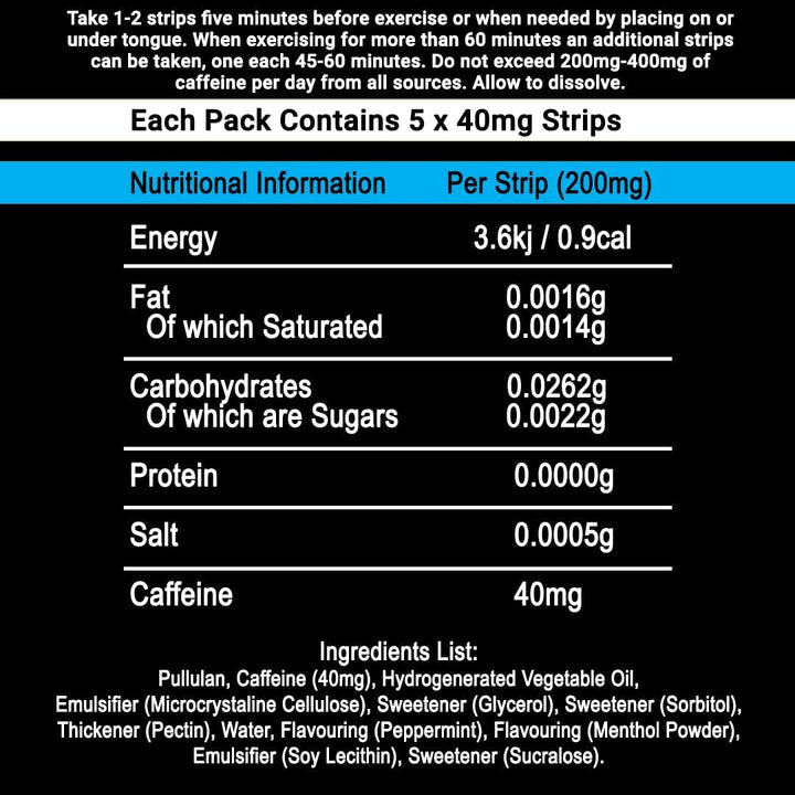 Energy Strips | Arctic Charge | 25 Strips | 40Mg Caffeine Strip | Energy Strips | Instant Boost | Suitable Pro Athletes | Easy on the Stomach | Vegan | Sugar-Free