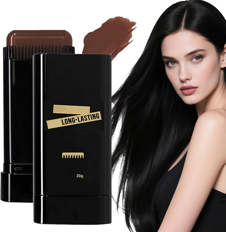 2PCS Carylook Hair Color Stick - 2025 Upgraded Waterproof and Sweatproof Hair Dye Stick, Portable Built-In Comb, 2-In-1 Touch-Up Comb for Gray Hair Coverage (Black)