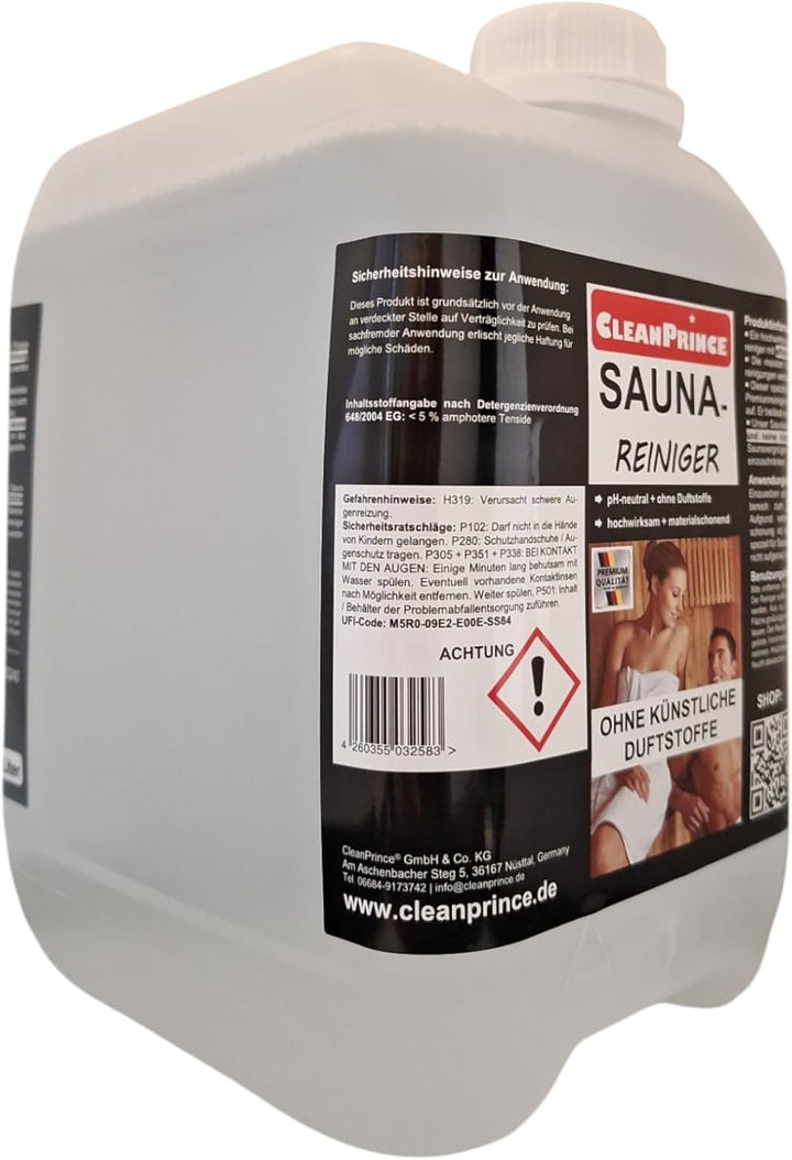 Sauna-Cleaners Liquid 5 Liter Saunaholzreiniger Wood Cleaner Disinfection Sauna Saunadesinfektion Right Away Ready to Use Refill Canister