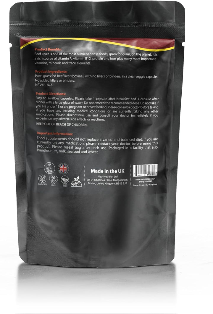 Grassfed Beef Liver Capsules 500Mg - Supports Liver, Brain, and Heart Health