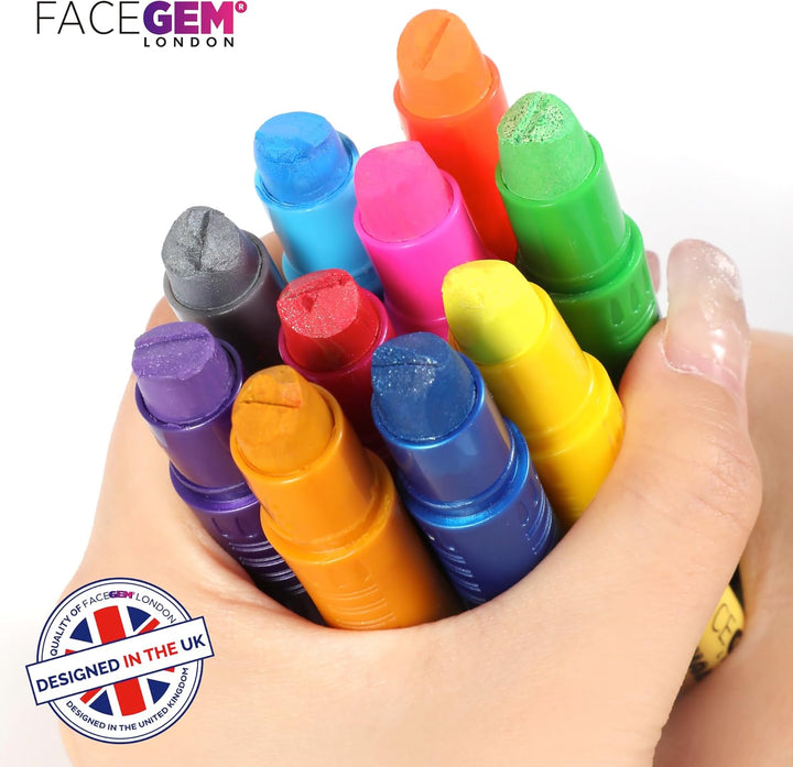 12 Hair Chalks, 12 NEON & METALLIC Hair Chalk, Non-Toxic Easy Washable Hair Dye Colourful, METALLIC & NEON Hair Chalk - Perfect for Festivals, Halloween, Parties, Hair Chalks for Girls