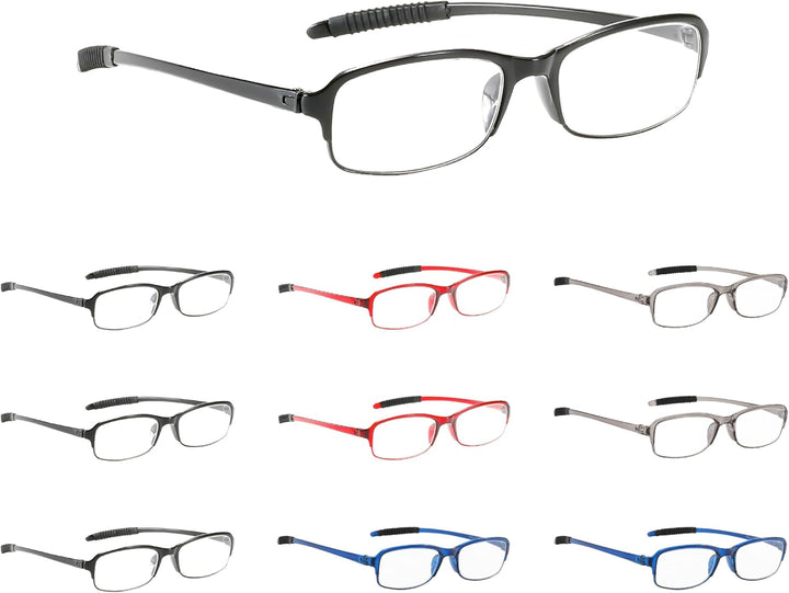 PROFLEX Sparespecs Reading Glasses (Value 5 Pack) - Lightweight, Impact Resistant, Scratch Resistant, Bendy, Flexible, Anti-Slip, Unisex (Mens + Womens) +1.0, +1.5, +2.0, +2.5, +3.0, +3.5, +4.0 (Oval)