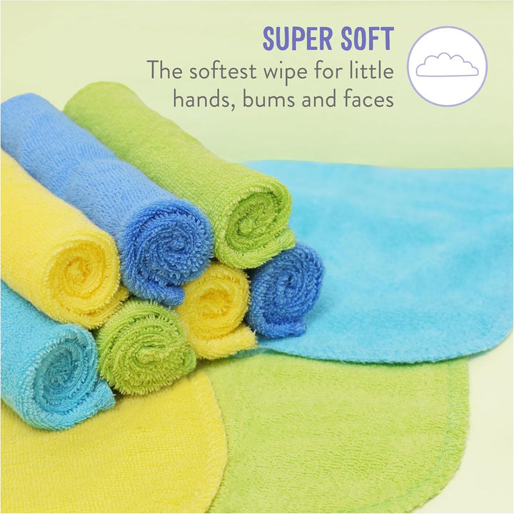 , Reusable Baby Wipes - Everyday - Eco-Friendly, Chemical-Free, Double-Sided Washable Wipes, Pack of 10, Cloud