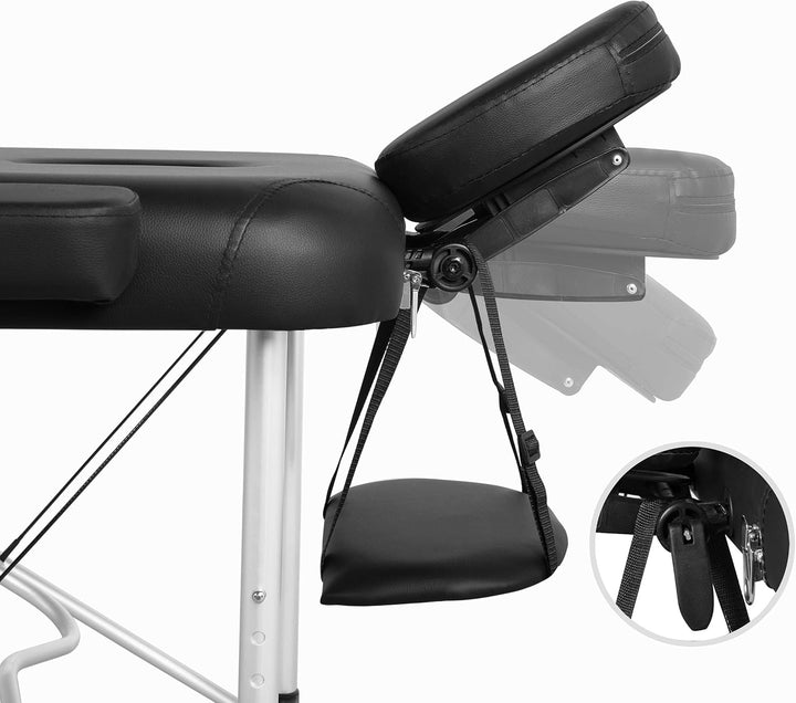 Folding Massage Table Portable Salon Couch Bed Professional Beauty Tattoo Therapy Table with Adjustable Legs 3 Sections
