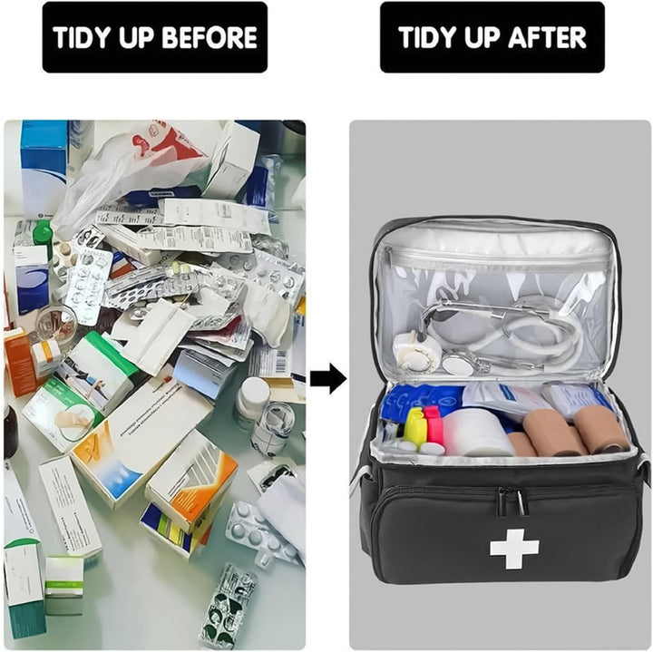 Doctor'S Bag, Health Bag for Home - Portable Nursing Work Bag, Empty Nurse Bag for Home, Portable Pill Bottle Storage Bag for Home Visits, Hospital Spra, Black, See Description, See Description