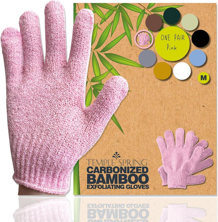 Exfoliating Glove, Carbonized Rayon Bamboo Body Scrubber, Loofah Exfoliating Mitt, Shower Scrubber Wash Cloth, Body Exfoliator Scrub, Loofa Shower Gloves Bath Sponge - Grey