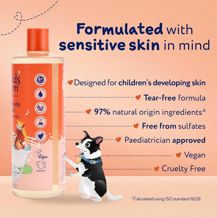 Kids Hair & Body Wash, Sweet Orange | Tear-Free, Gently Cleanses | Suitable for Dry, Sensitive Skin, 500Ml