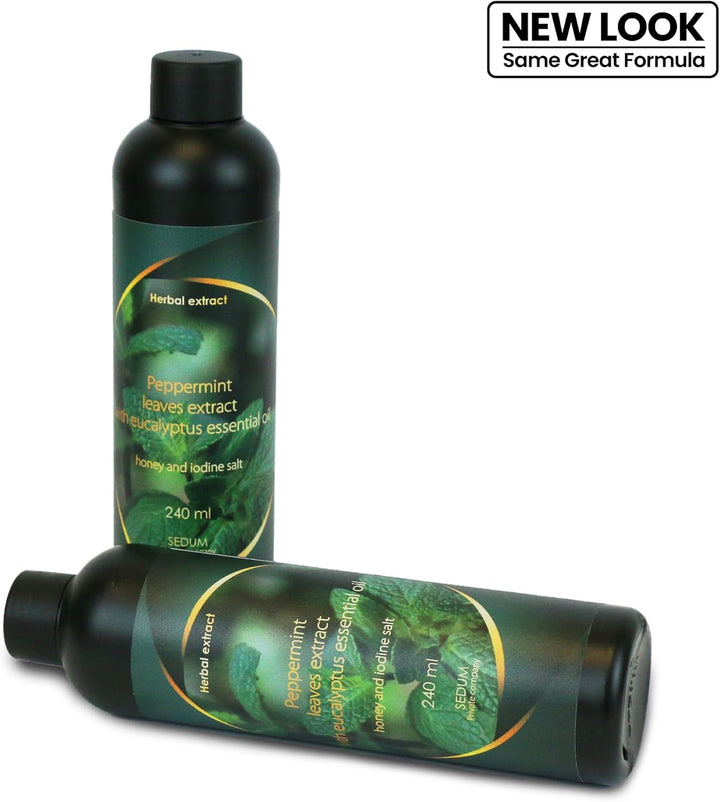 Natural Herbal Extract for Sauna, Massage, Broom Soaking - Sauna Infusion with Peppermint Leaves Extract with Eucalyptus Essential Oil, Honey and Iodine Salt - 240Ml