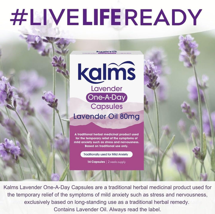 Lavender - One-A-Day - 14 Capsules - a Traditional Herbal Medicinal Product Used for the Temporary Relief of the Symptoms of Mild Anxiety Such as Stress and Nervousness