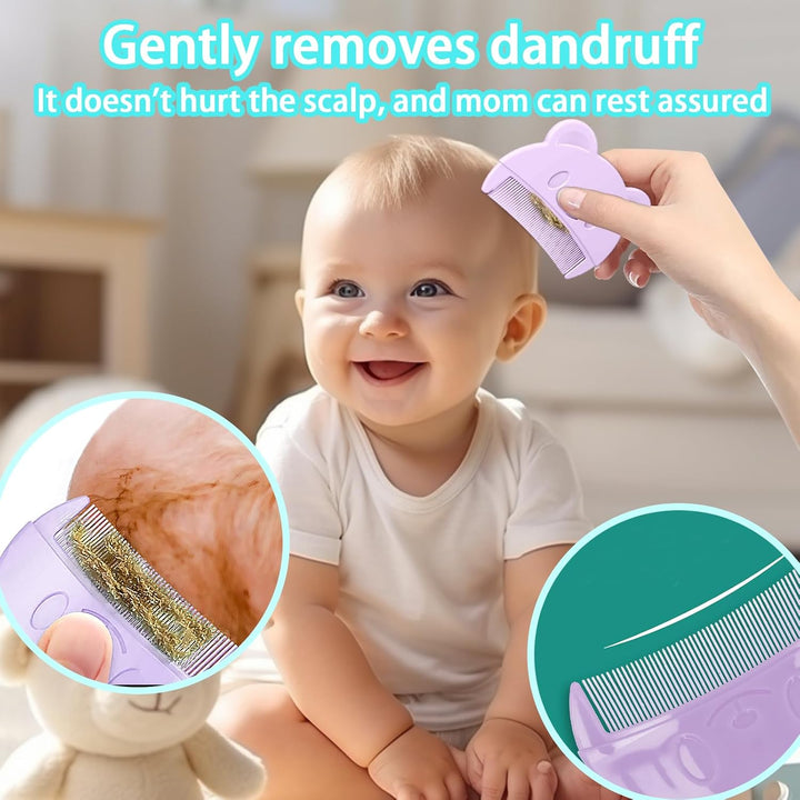 3 Pcs Baby Brush, Baby Hair Brush, Silicone Baby Comb with Oval Shampoo Brush and Flower Shampoo Brush for Newborns, Infants