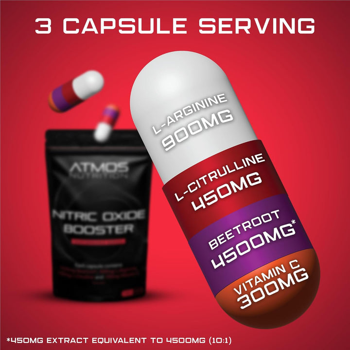 6,150Mg Nitric Oxide Booster - 180 High Strength Tablets with L-Arginine, L-Citrulline, Beetroot, and Vitamin C - Blood Flow, Energy, Performance Supplement for Gym, Powerlifting, and Bodybuilding