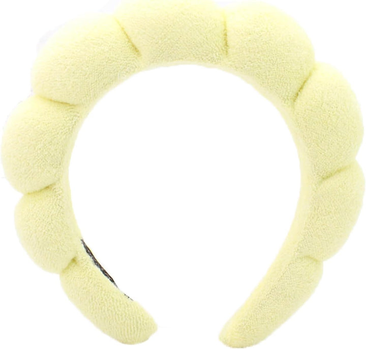 Puffy Makeup Headband Spa Headbands for Women Sponge & Terry Towel Cloth Fabric Cute Skincare Headband for Face Washing, Makeup Removal, Shower, Facial Mask (Pink)