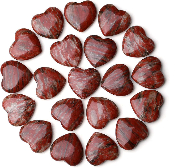 20PCS Heart Healing Crystals Gifts Gemstones Set Bulk Quartz Love Gem Stones Wholesale Polished Pocket Chakra Reiki Spiritual Wellbeing Stocking Filler Mini Small Gift for Women