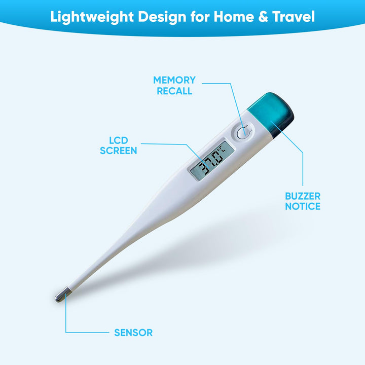 Digital Oral Medical Thermometer – for Mouth, Underarm & Rectal Use – Waterproof Childs Thermometer, Clinical Temprature Checker for Adults, Kids & Babies