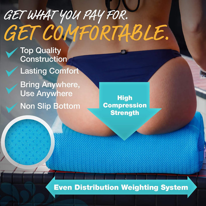 Hot Tub Booster Seat, 15 X 12 X 5 Inches - Hot Tub Pillow with Non-Slip Micro Dot Bottom and 6 Weighted Sections - Quick Dry Bath Accessories for Indoor or Outdoor Spa