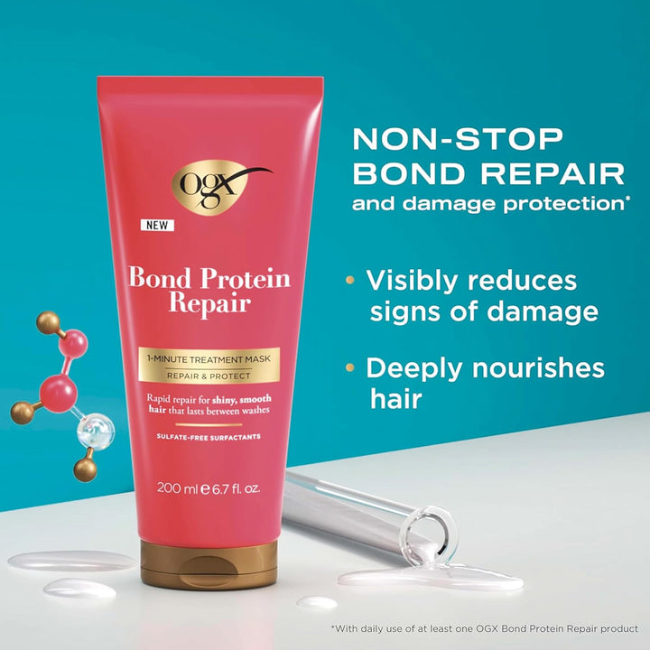 Bond Protein Repair 1 Minute Treatment Mask, Repair & Protect, Rapid Repair for Shiny & Smooth Hair between Washes, Sulfate Free, 200Ml