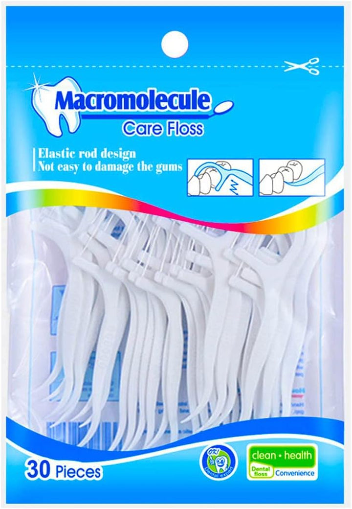 Floss Sticks Dental Floss Picks Complete Clean,2 in 1 Dental Toothpick Polyethylene Resistant Dental, Cardamom（30Pcs）