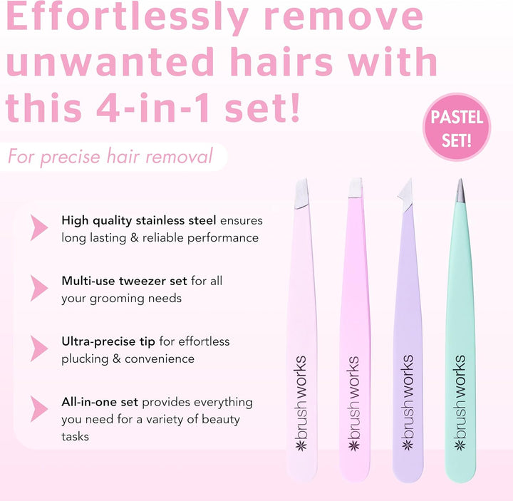 HD 4 Piece Combination Tweezer Set - Pastels