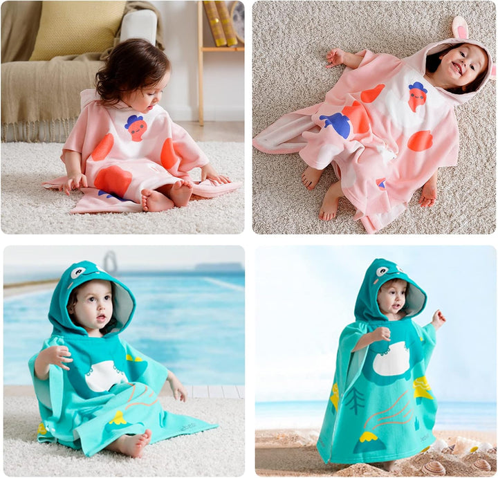 Baby Hooded Towels Wearable Hooded Towel for Boys Girls Absorbent Hooded Towel for Toddlers, 25"X 23", 0-6 Years, Dino