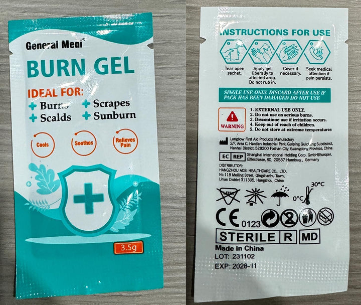 Burn Gel - 25 Packs First Aid Burns Care Scalds Sunburn Dressings Cooling Gel