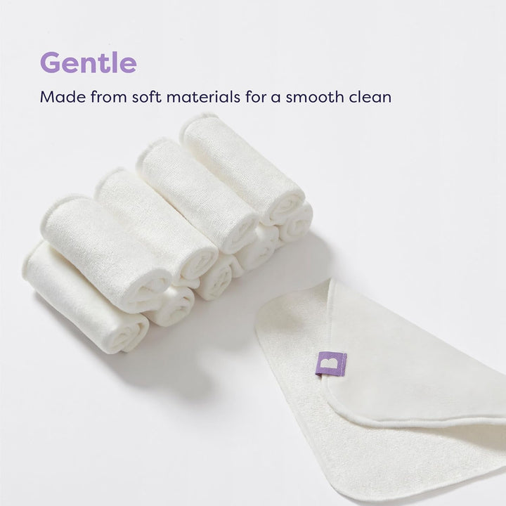 , Reusable Baby Wipes - Everyday Pro - Sustainable and Chemical-Free, Double-Sided Washable Wipes, Pack of 10, Snow - Packaging May Vary