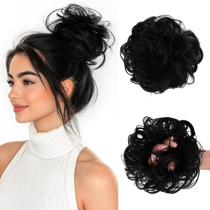 Messy Bun Hair Piece for Women,Curly Wavy Hair Scrunchies Bun Extensions Hairpieces,Synthetic Hair Chignons Accessories Updo for Girls(18/22#,35G)