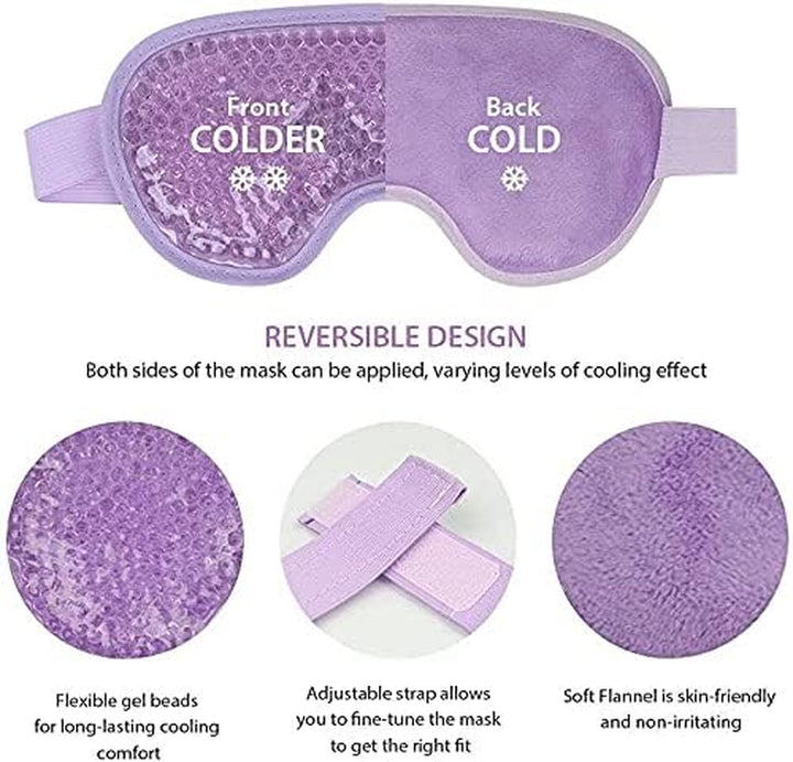 County  Cooling Gel Eye Mask - Cool/Warm Therapy - Perfect for Insomnia, Puffy Eyes & Dark Circles (Purple)