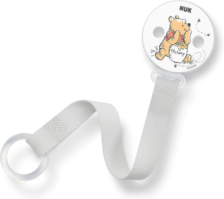 Disney Winnie the Pooh Dummy Band & Clip | for All Soothers with and without Ring | Resilient and Shatter-Proof | 1 Count