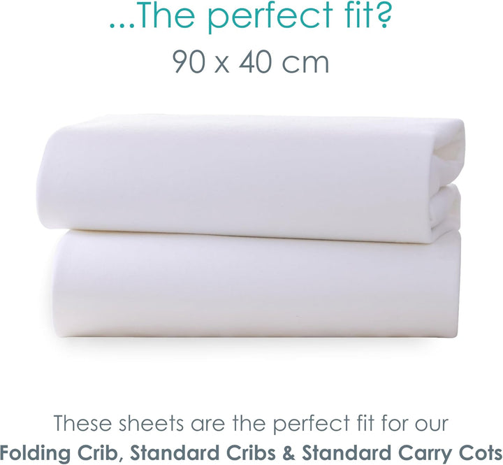 Pram/ Crib Cotton Jersey Fitted Sheets (Pack of 2, White)