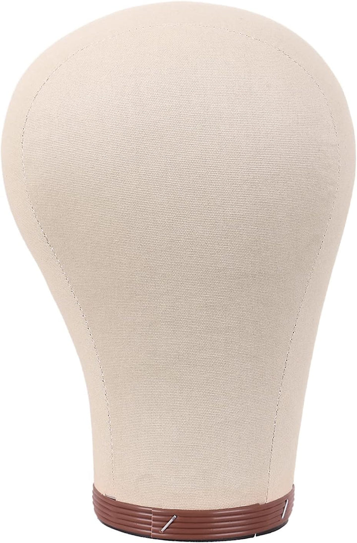 Wig Head Cork Canvas Block Head for Making Wigs Mannequin Head with Stand Head Pins (22 Inch, Brown/Beige)