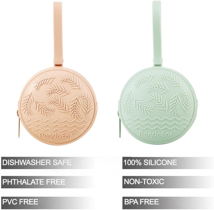 4 Pack Dummy Holder Case| 2 Silicone Pacifier Holder Case & 2 Transparent Dummy Box Cover Snoother Pods| Universal Pacifier Box Accessories Holders for Travel| BPA Free