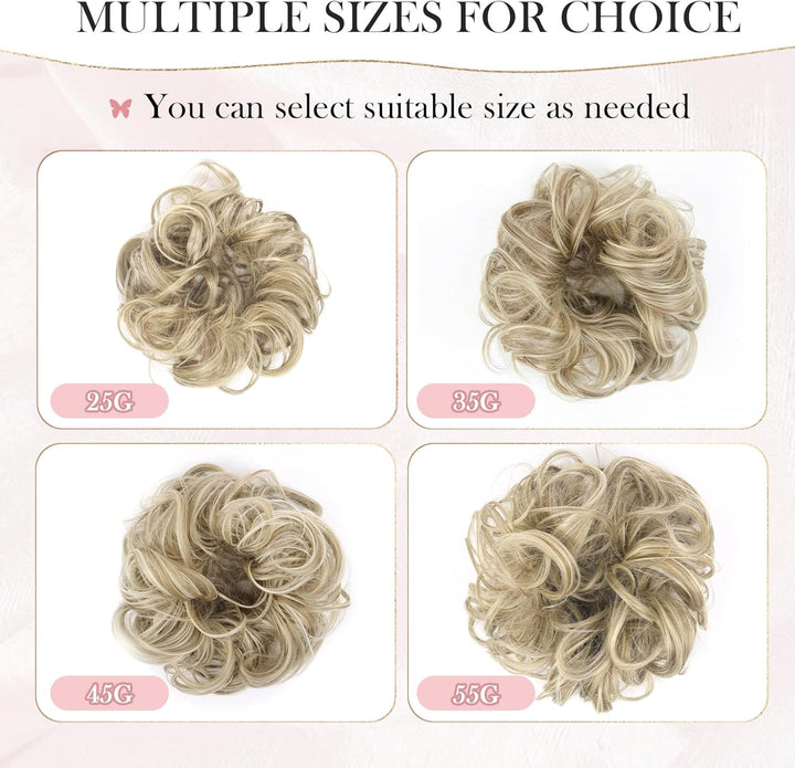 Messy Bun Hair Piece for Women,Curly Wavy Hair Scrunchies Bun Extensions Hairpieces,Synthetic Hair Chignons Accessories Updo for Girls(18/22#,35G)