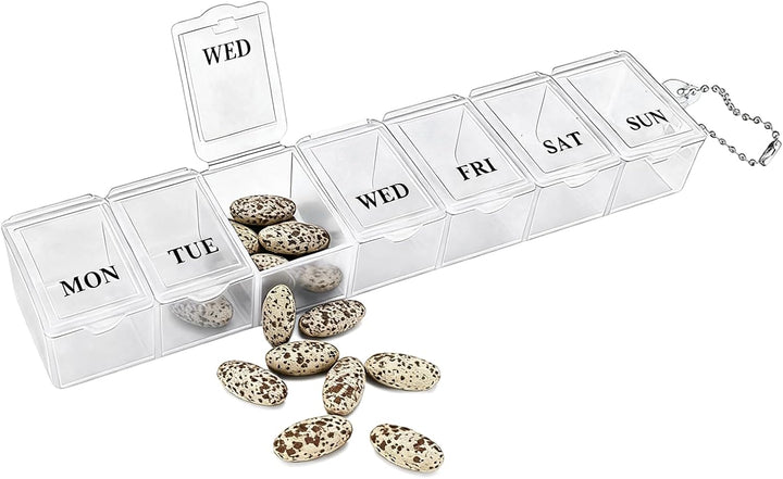 3 Pieces Pill Box Organiser Pill Dispenser Box, 7 Day Pill Box Organiser One Time a Day, Weekly Pill Box Pill Organiser for Medication, Supplements, Vitamins, Cod Liver Oil