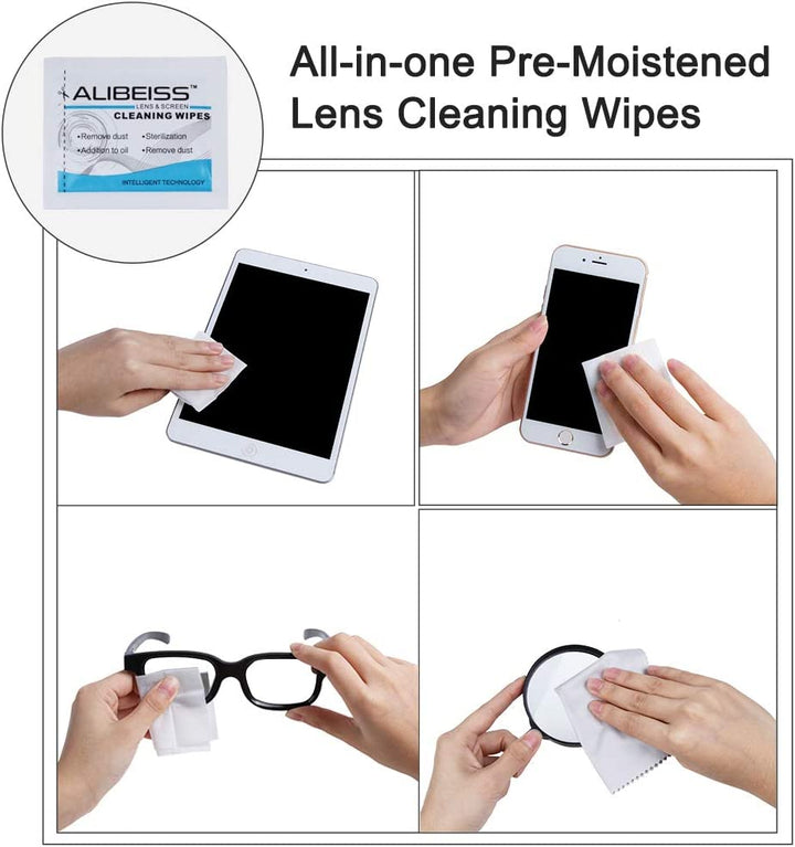150 Pack Pre-Moistened Lens Wipes  Screen Wipes Glasses Cleaner for Camera, Tablets, Smartphone, Screens and Other Delicate Surfaces