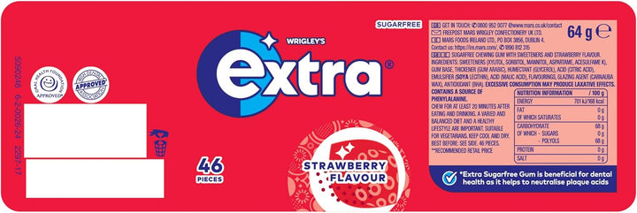 Extra Chewing Gum Bottle Sugar Free, Strawberry Flavour, 46 Pieces