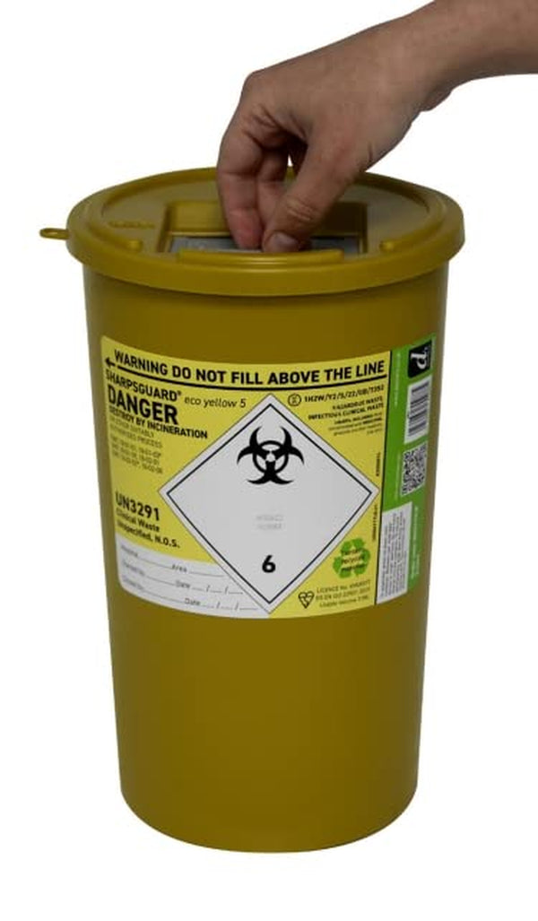 DNDD471YL Sharps Bin, 5L, Yellow