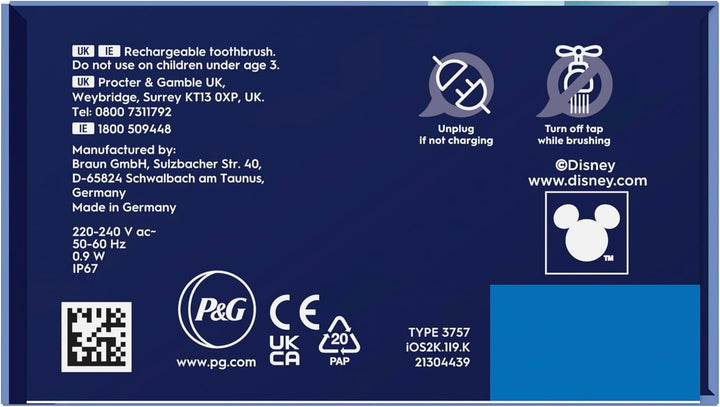 Io Kids Disney Stitch Electric Toothbrush, 1 Toothbrush Head, 1 Travel Case, 3 Modes with Kid-Friendly Sensitive Mode, 2-Min Music Timer, for Ages 6+