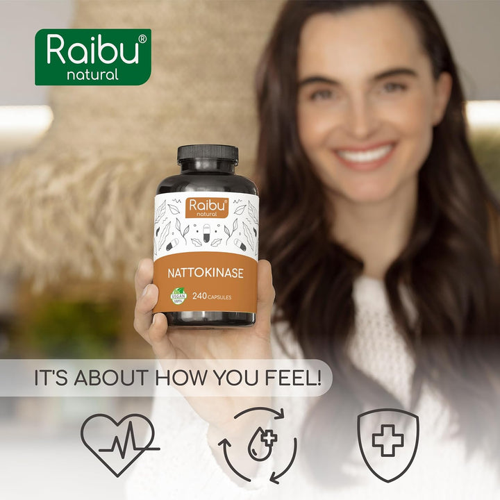 Nattokinase 2,000 FU per Capsule - High-Strength 240 Nattokinase Capsules from Fermented Natto Soybeans - 8 Months Supply - Non-Gmo, Natural & Vegan- Laboratory Tested -