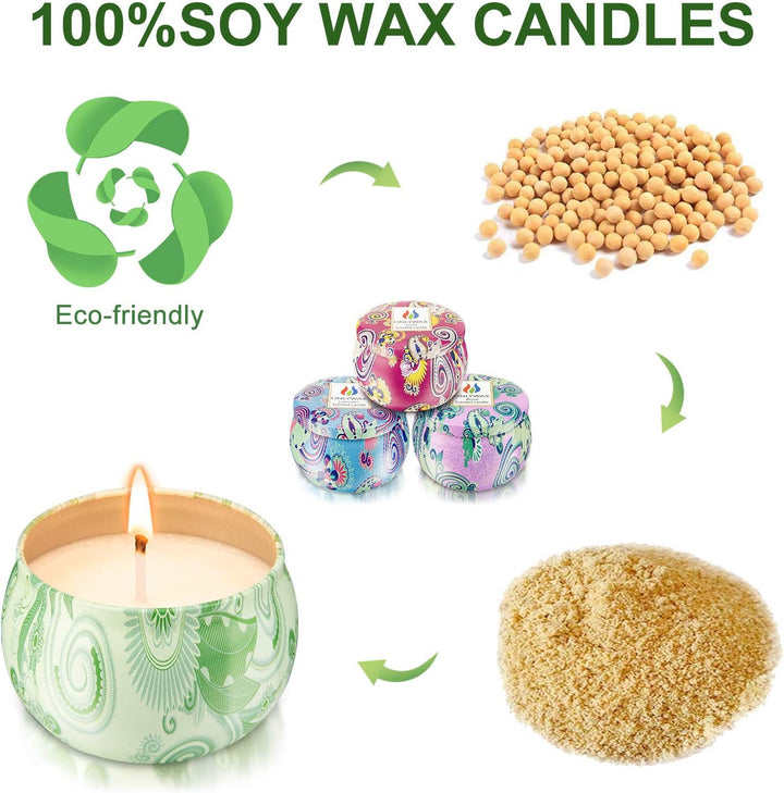 4 X 125 Grams Scented Candles, Soy Wax Aromatherapy Candle Gift Set for Women, Rose, Lavender, Vanilla, Lemongrass