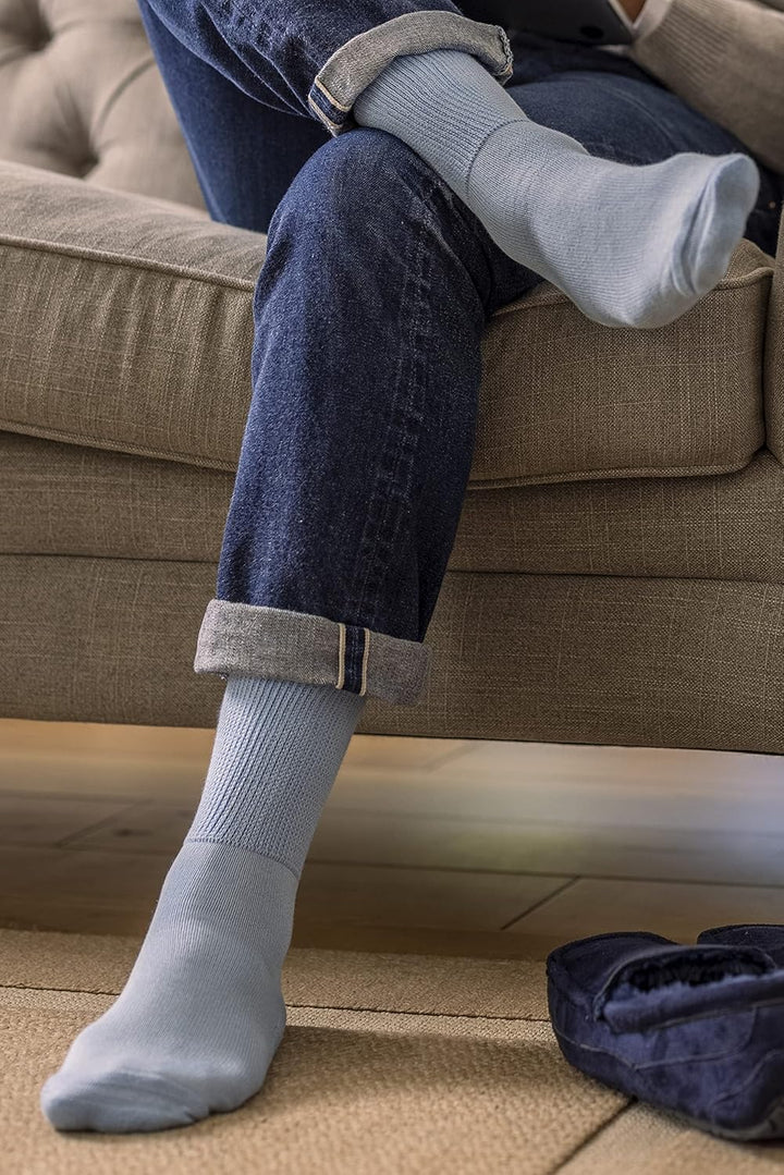 Footnurse - 3 Pack Unisex Extra Wide Bamboo Diabetic Socks | 4 Sizes | for Swollen Feet & Legs | Smooth Toe Seam | Cushioned Foot