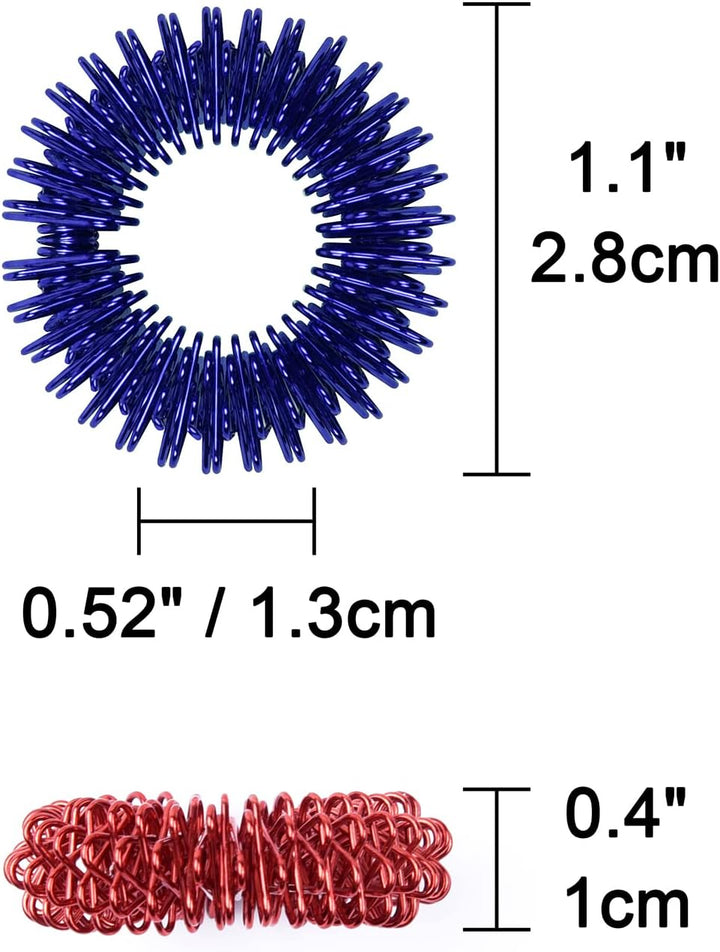 16 Pcs Spiky Sensory Finger Rings, Metal Acupressure Rings, Silent Anxiety and Stress Relief Fidget Ring Set for Teens, Adults - 8 Colours