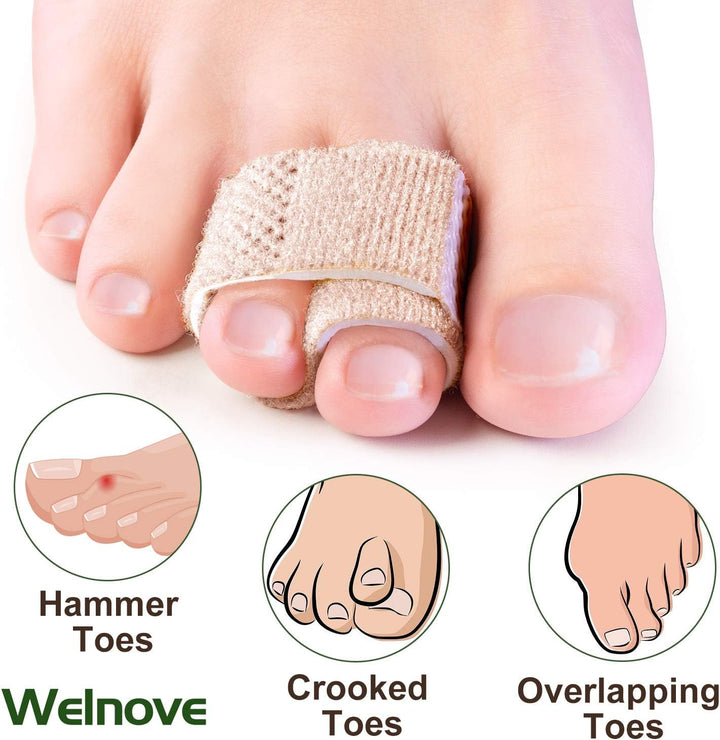 6Pcs Hammer Toe Straightener, Hammer Toe Splints, Toe Cushioned Bandages for Correcting Hammer Toes, Broken Toes, Crooked Toes & Overlapping Toe