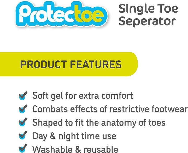 Single Gel Toe Separator for Overlapping Toes, Toe Spacer - Box of 10 Gel Separators