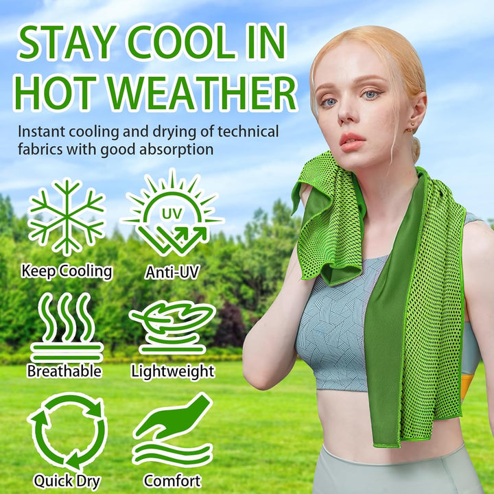 6 Pack Cooling Towels for Neck and Face,Microfiber Cooling Gym Towels,Soft Cooling Neck Towels Rags Cooling Neck Wraps Sweat Towel for Sports,Gym,Yoga,Workout,Running,Camping(40"X12")