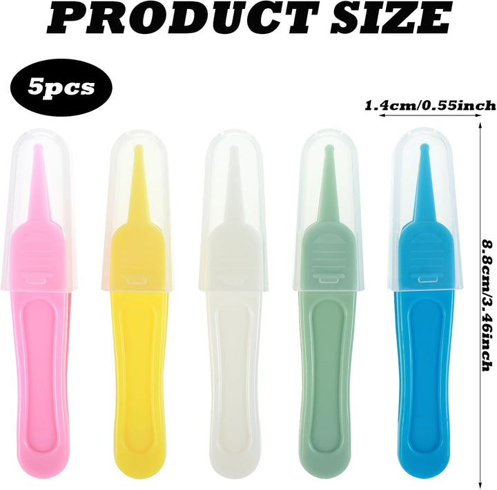 5Pcs Nose Cleaning Tweezers, 5 Colors Baby Booger Picker with round Head Effective Nose Picker Baby Ear Noses Navel Cleaner Clip for Babys Care
